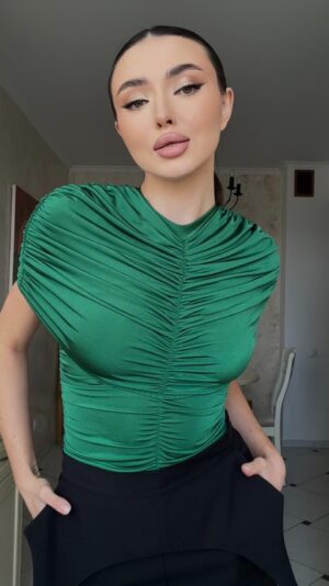BODY CU BOLERO DRAPAT VERDE