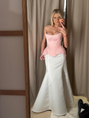 FUSTA  ALBA TIP SIRENA CU TALIE INALTA