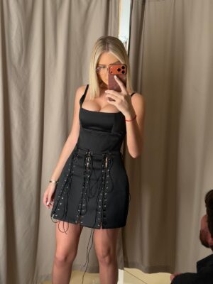 CORSET NEGRU  SCURT CU BRETELE