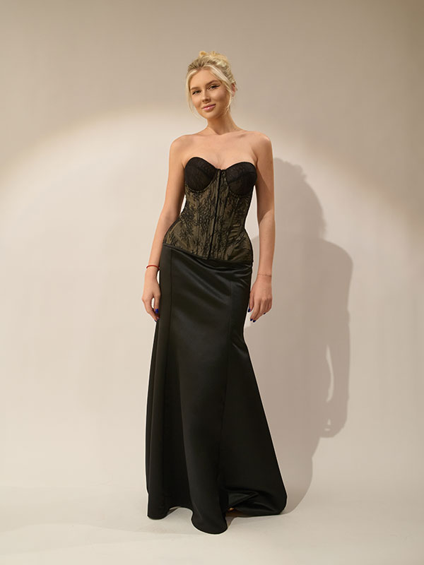 FUSTA NEAGRA TIP SIRENA CU TALIE INALTA - imagine 3
