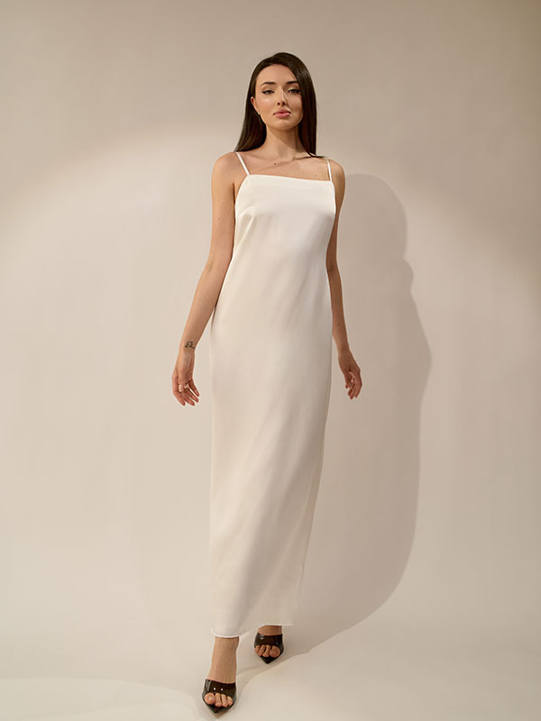 ROCHIE LUNGĂ IVORY CU BRETELE