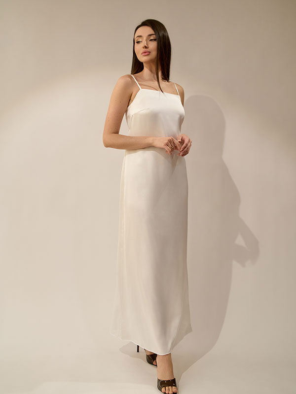 ROCHIE LUNGĂ IVORY CU BRETELE - imagine 2