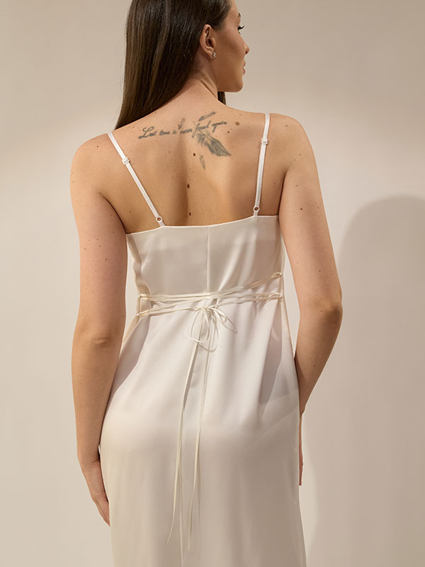 ROCHIE LUNGĂ IVORY CU BRETELE - imagine 4