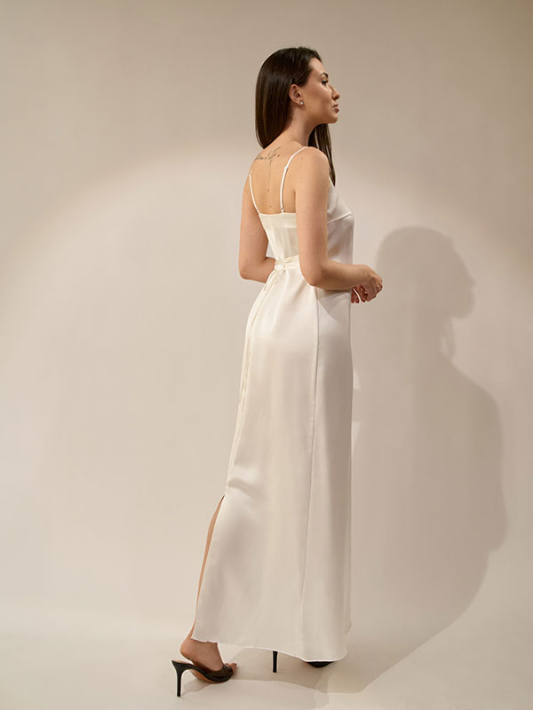 ROCHIE LUNGĂ IVORY CU BRETELE - imagine 6