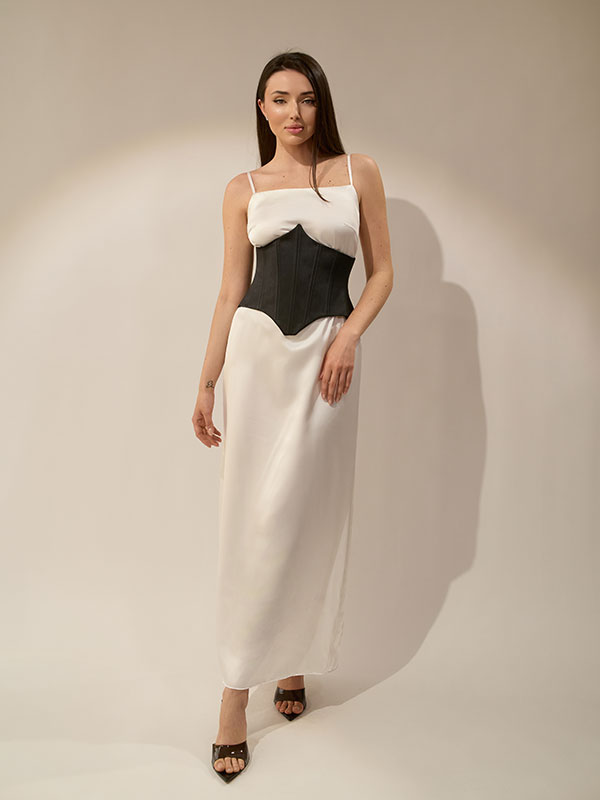 ROCHIE LUNGĂ IVORY CU BRETELE - imagine 3