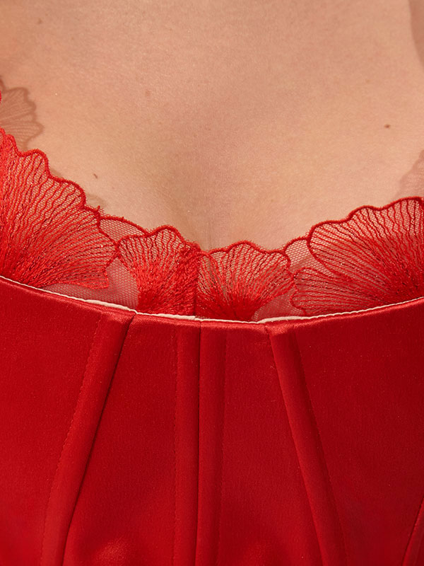 CORSET ROSU CU IMITATIE DE BRA - imagine 4