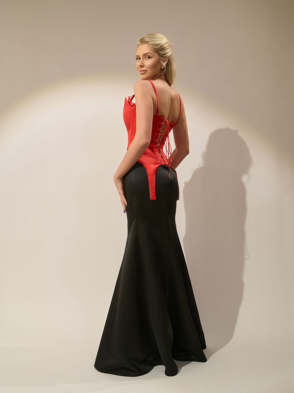 CORSET ROSU CU IMITATIE DE BRA - imagine 6
