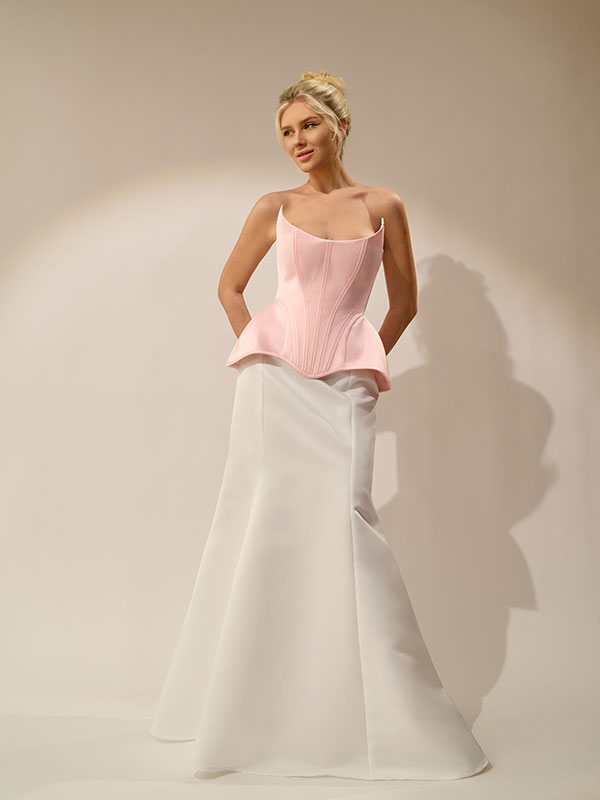 CORSET FARA BRETELE CU BASCA ROZ - imagine 5