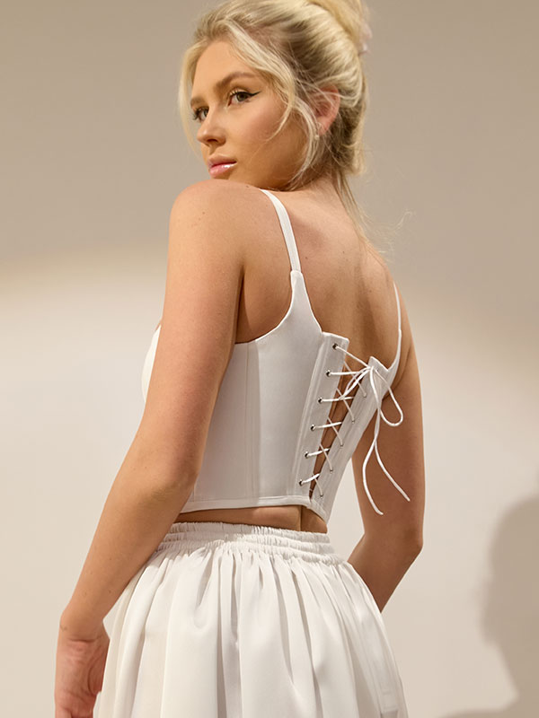 CORSET ALB SCURT CU BRETELE - imagine 2