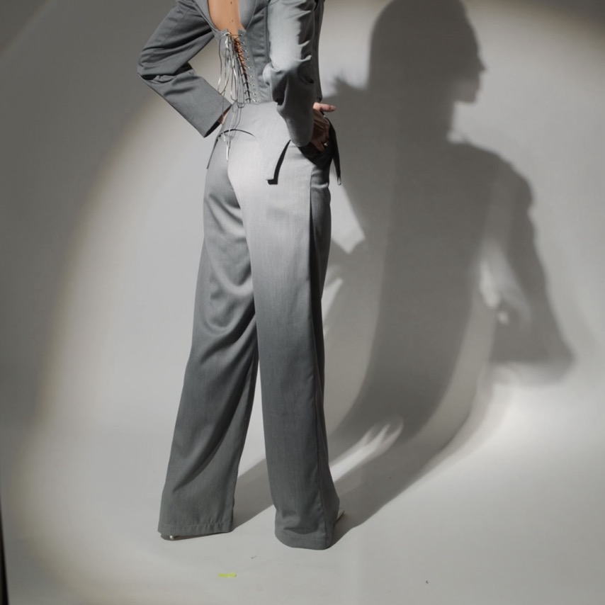 PANTALONI CU PORTJARTIERA GRAY - imagine 5