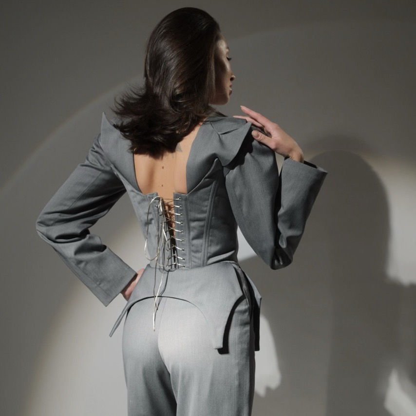 PANTALONI CU PORTJARTIERA GRAY - imagine 6
