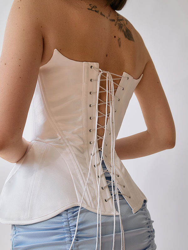 CORSET FARA BRETELE CU BASCA ALB - imagine 6