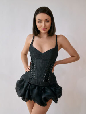 CORSET DENIM NEGRU