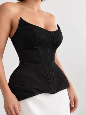 CORSET NEGRU RELIEFAT