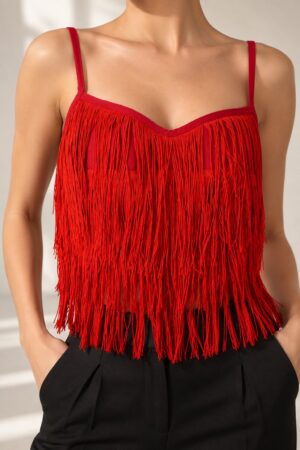 CORSET CU FRANJURI ROSU