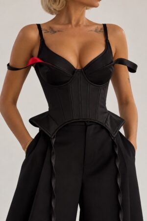 CORSET BASCA CUPA  DUBLA  ATLAS NEGRU