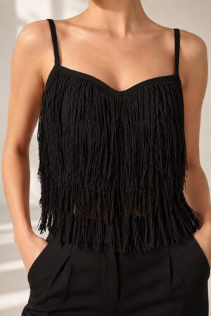 CORSET CU FRANJURI NEGRU