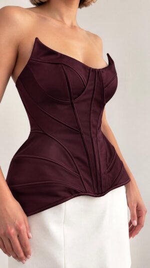 CORSET  BURGUNDY RELIEFAT